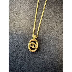 Vtg Christian Dior Circle CD Logo Medallion Necklace Signed Minimalist